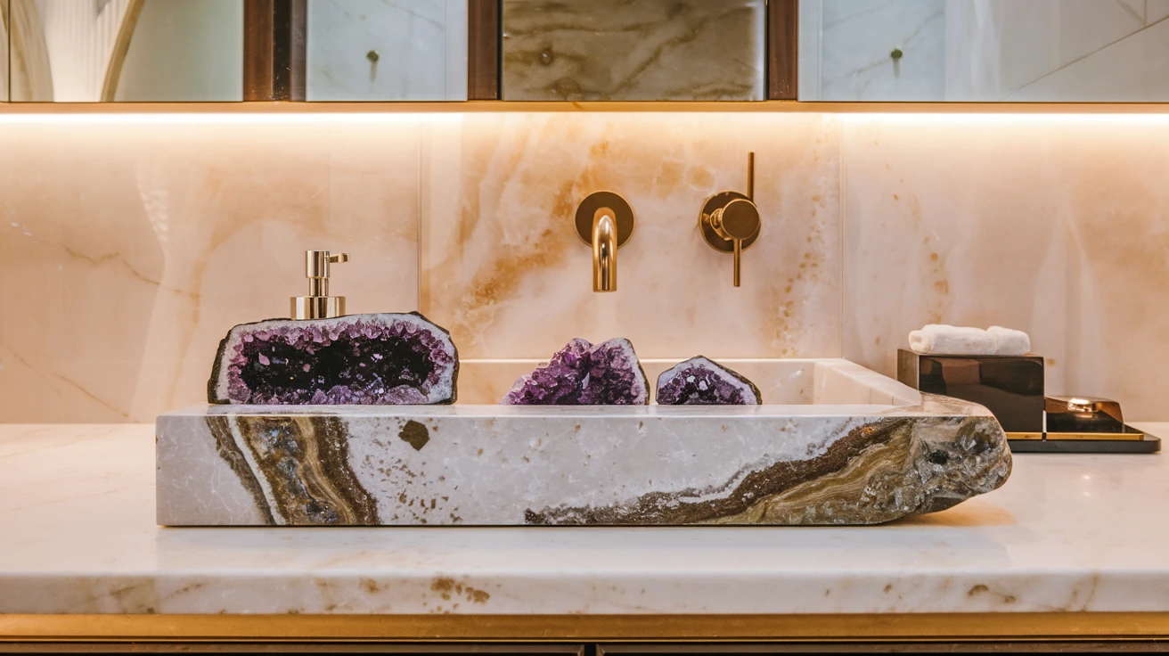 How to Elevate Your Bathroom with Luxurious Gemstone Decor