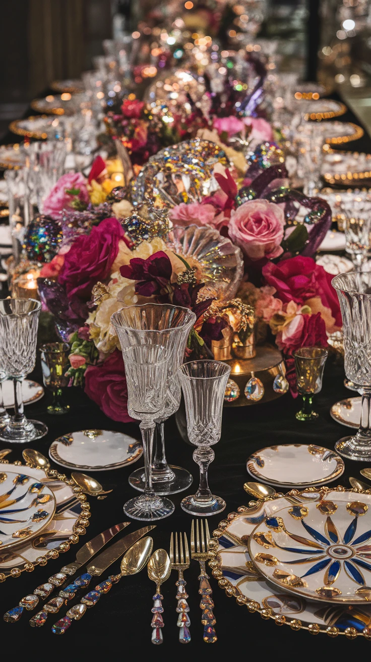 2. Dazzling Table Settings That Capture Gemstone Brilliance