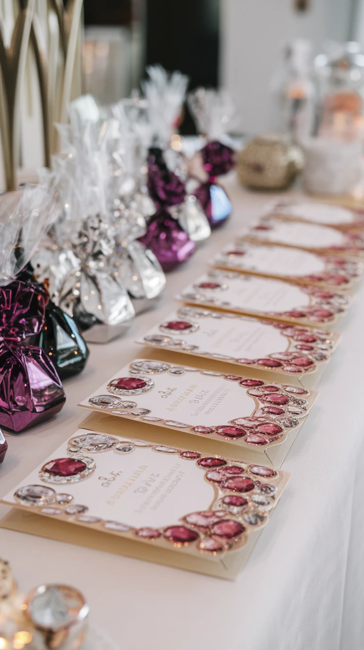 7. Invitations and Party Favors That Set the Gemstone Tone
