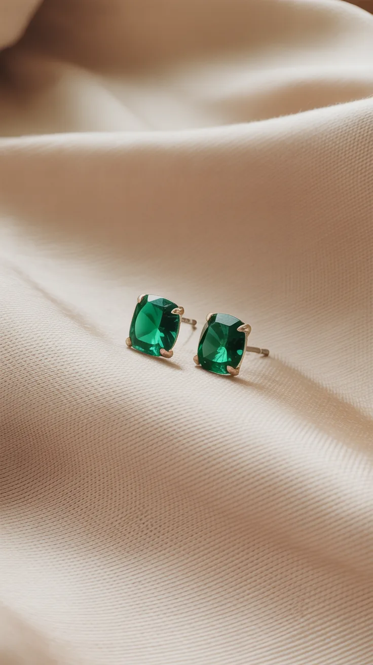 1. Classic Emerald Stud Earrings illustrative image