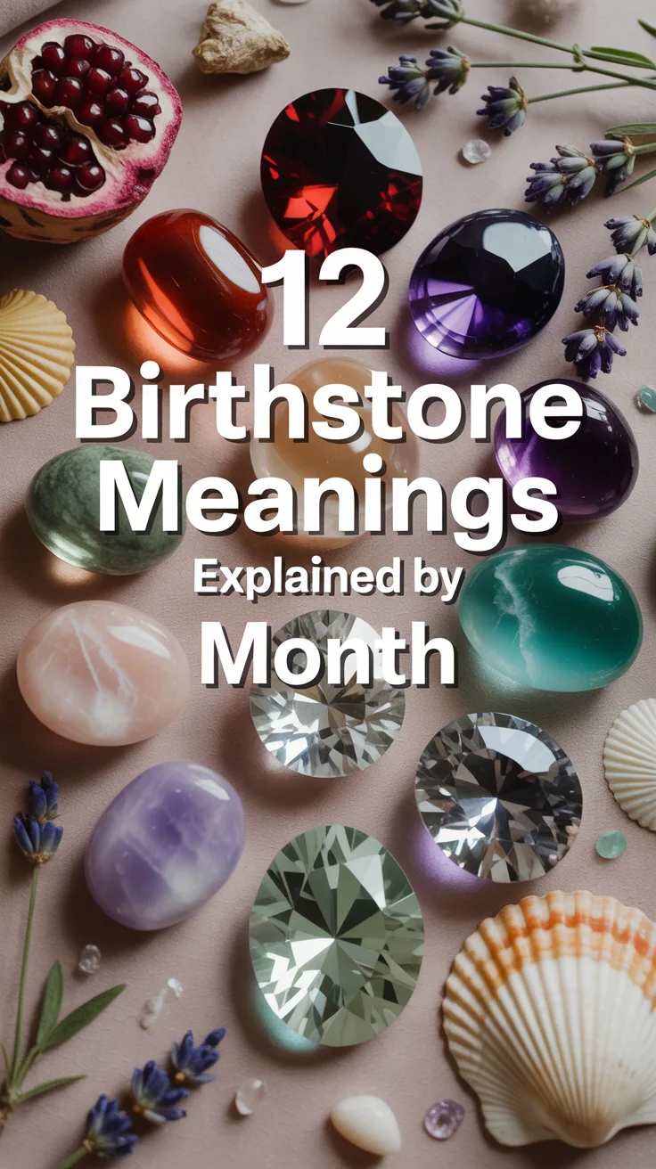 12 Birthstone Meanings Explained by Month – Pinterest image