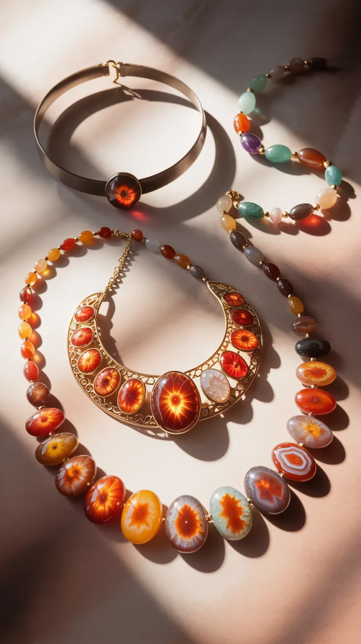 5. Fire Agate Necklaces