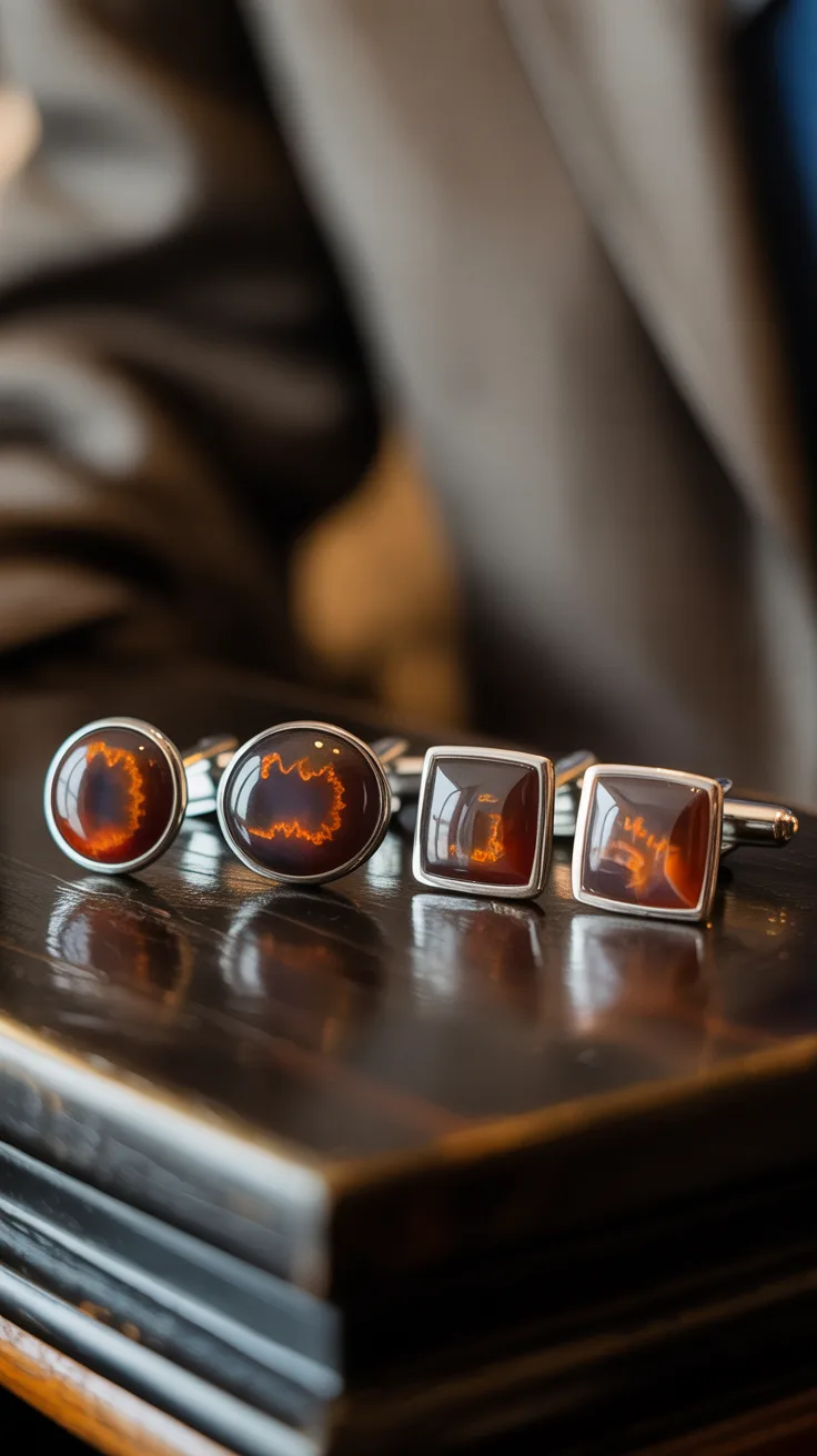 7. Fire Agate Cufflinks