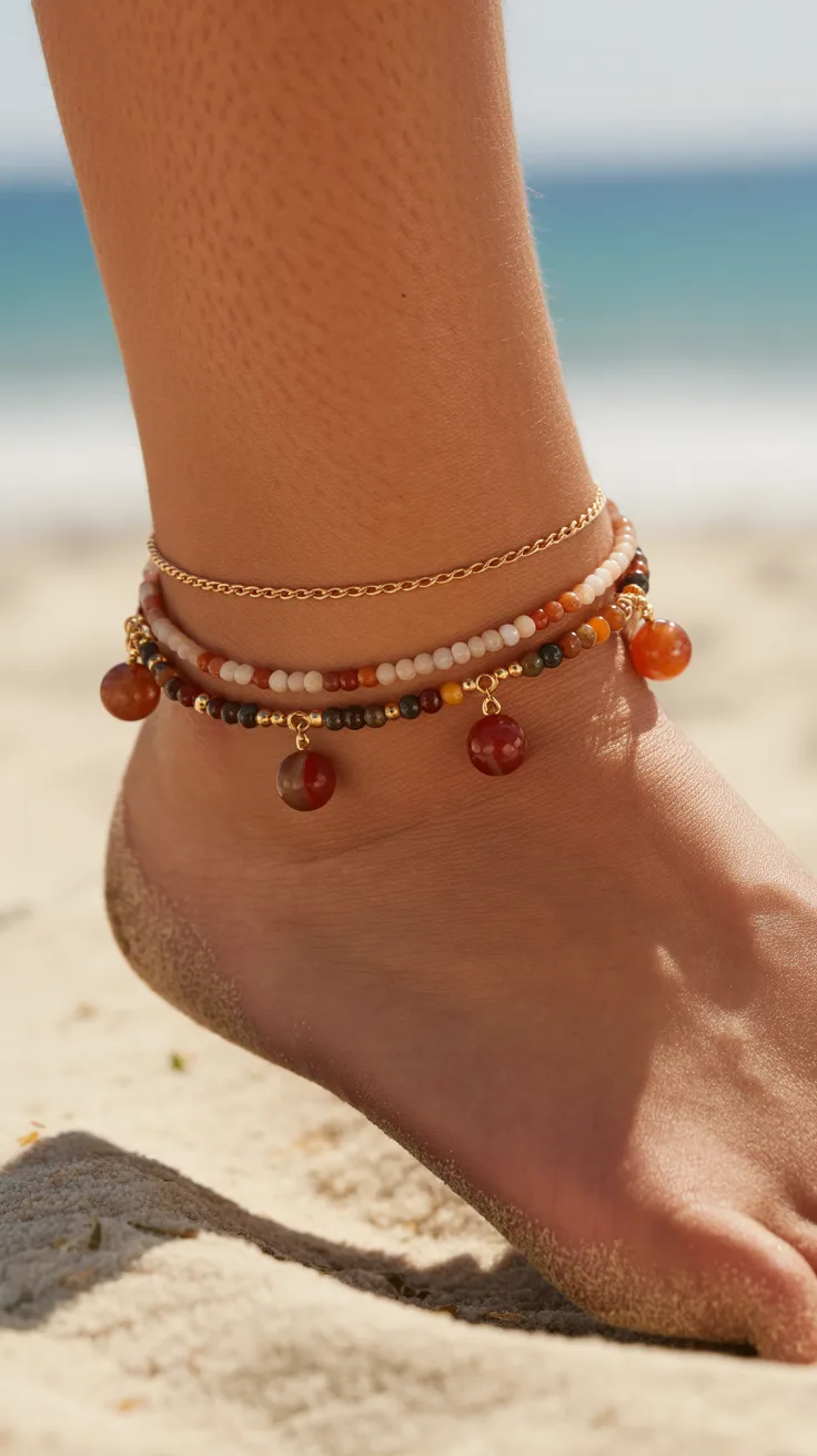 8. Fire Agate Anklets