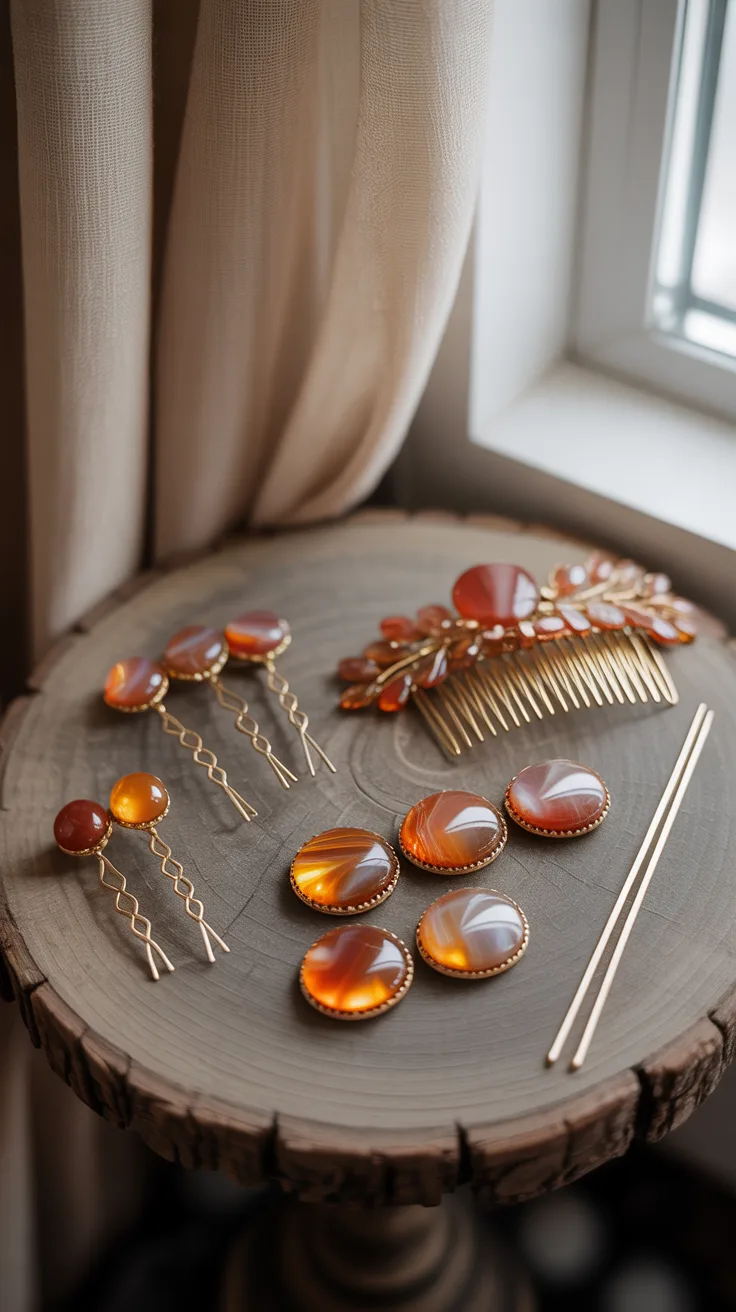 9. Fire Agate Hair Accessories