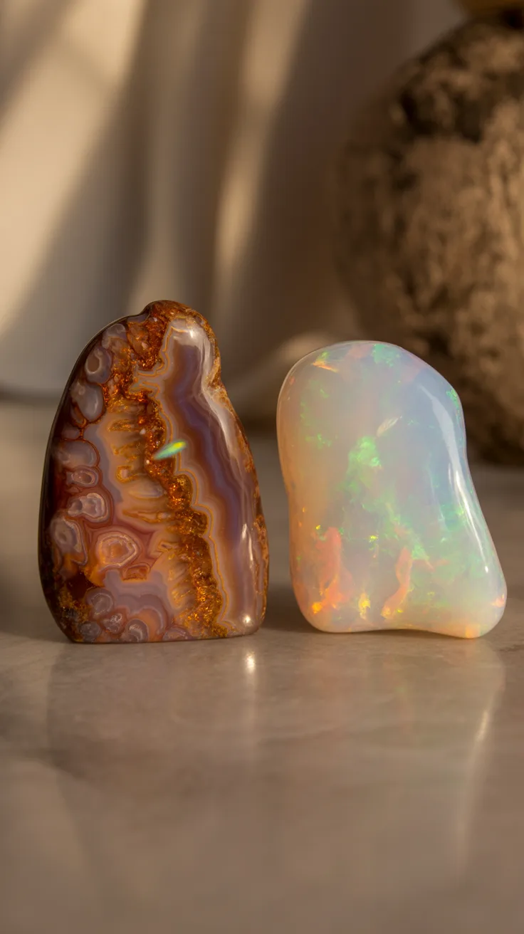 Color and Appearance Differences Between Fire Agate and Opal