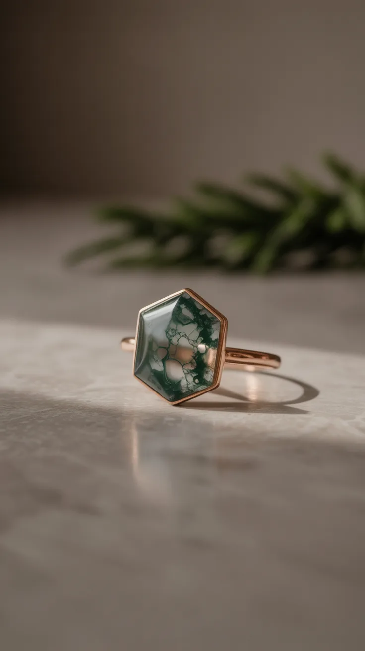 1. Moss Agate Rings