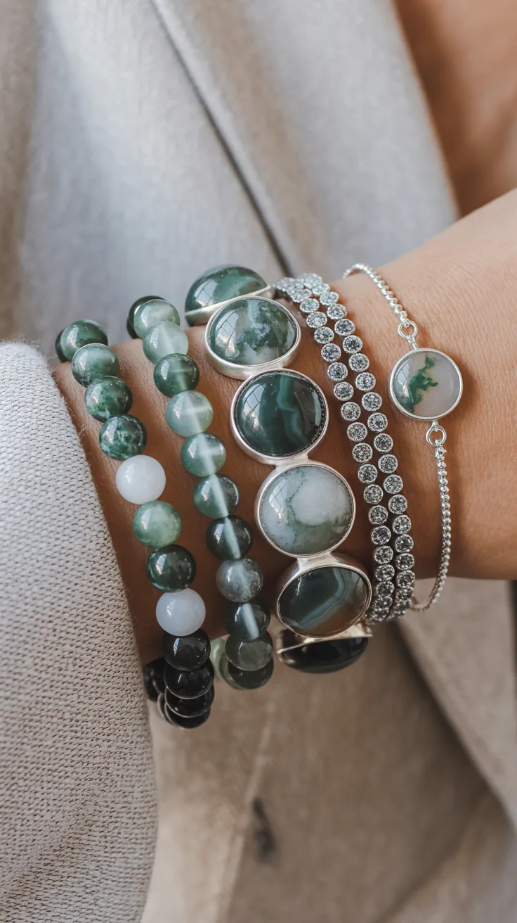 3. Moss Agate Bracelets