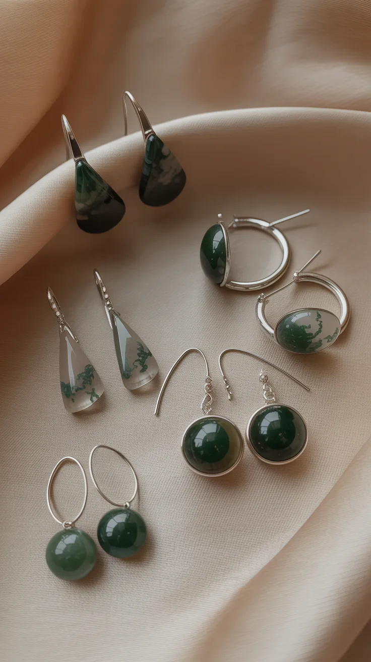 4. Moss Agate Earrings