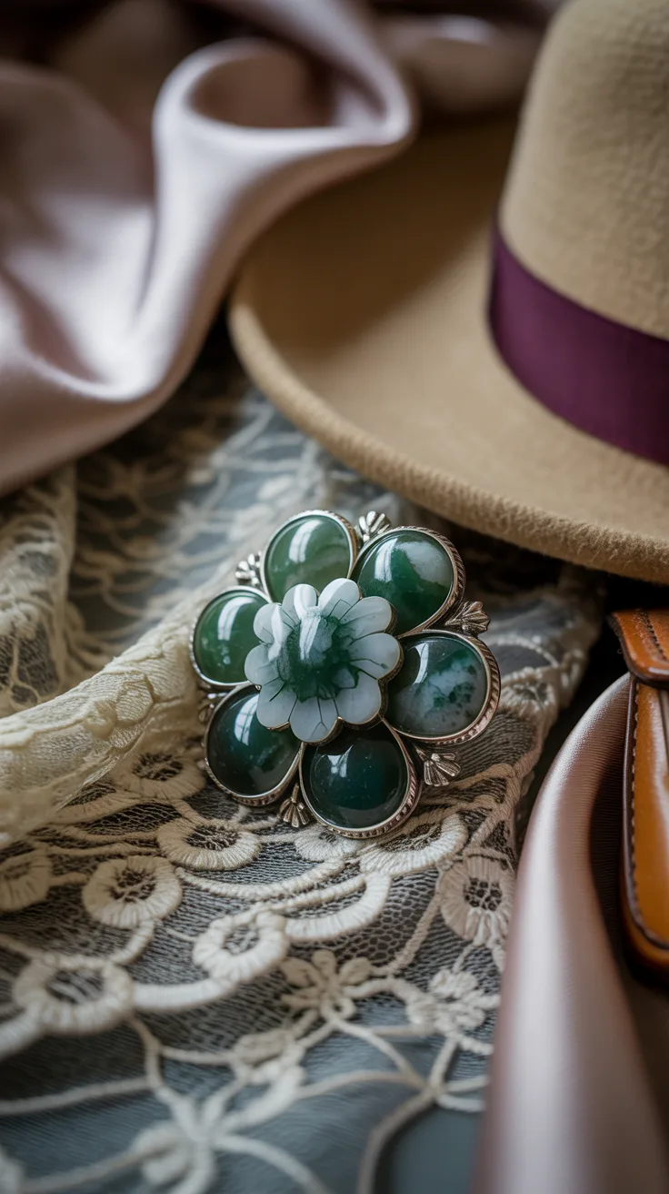 6. Moss Agate Brooches