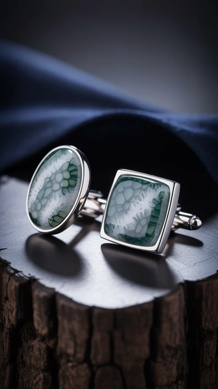 8. Moss Agate Cufflinks