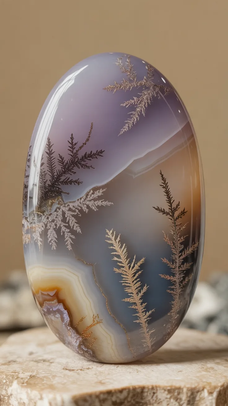 3. Amethyst Sage Agate: Purple-Toned Dendritic Chalcedony